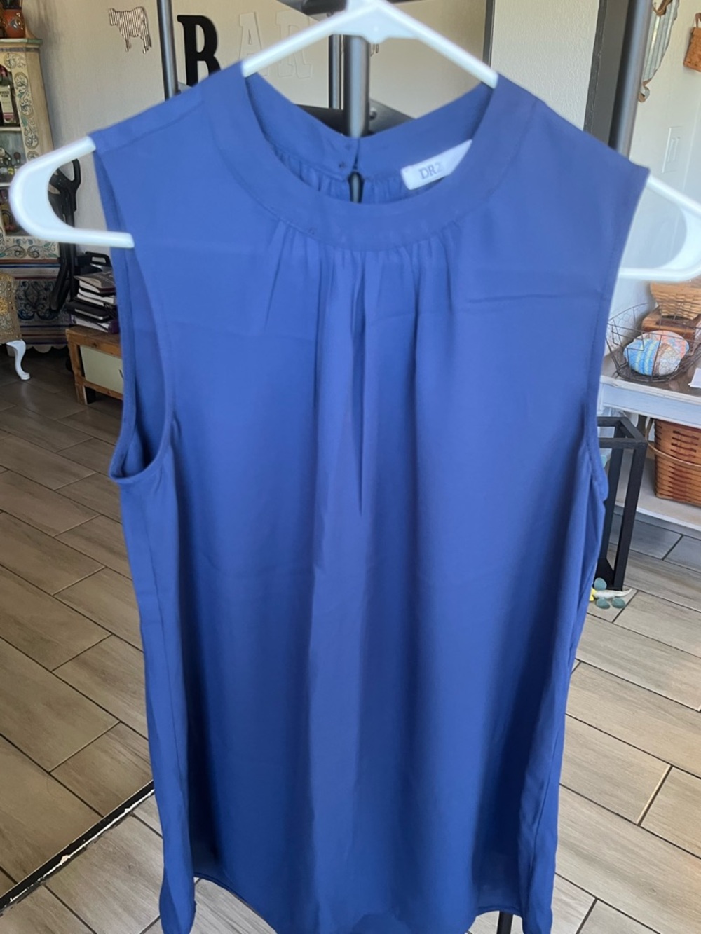 DR2 Royal Blue Sleeveless Pleated Neck Camisole